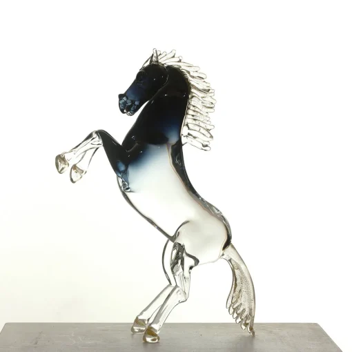 Zanetti Murano Grande cavallo da riproduzione in vetro nero
