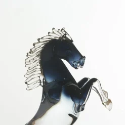 Zanetti Murano Grande cavallo da riproduzione in vetro nero