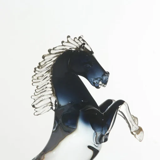 Zanetti Murano Grande cavallo da riproduzione in vetro nero