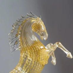 Zanetti Murano Grande cavallo da riproduzione in vetro dorato