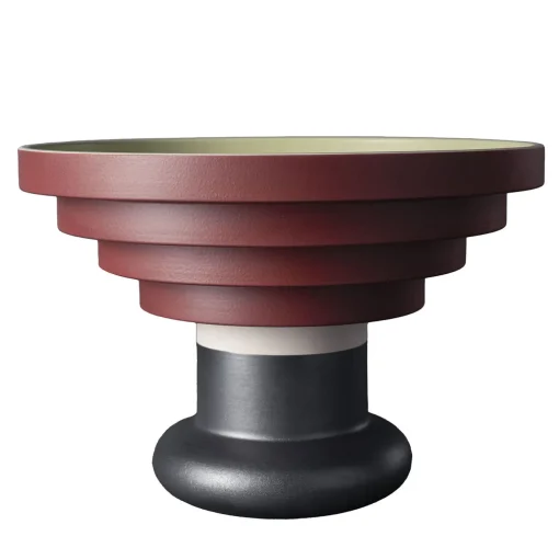 Bitossi Ceramiche Grande centrotavola verde e rosso di Ettore Sottsass