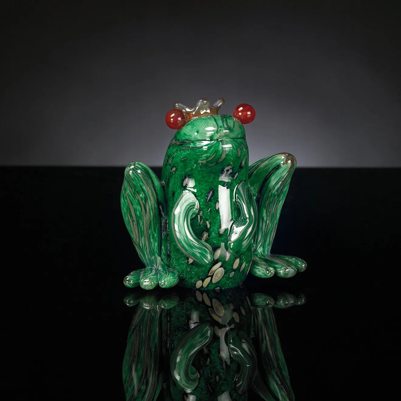 VGnewtrend Il principe ranocchio, statuetta in vetro verde
