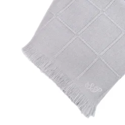 San Patrignano Kimberly Ecru 100% Cashmere Doppio Plaid con frange corte