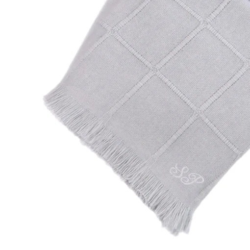 San Patrignano Kimberly Ecru 100% Cashmere Doppio Plaid con frange corte