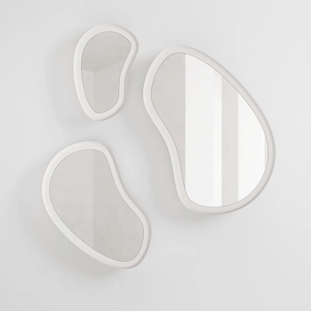 Secolo Laghi White Wood Set Of 3 Wall Mirrors