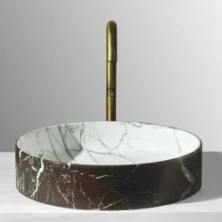 Kreoo Lavabo Blessed Circle in Rosso Lepanto e Calacatta Carrara