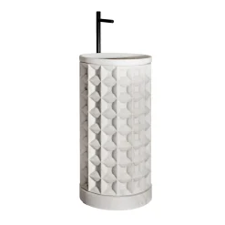 Kreoo Lavabo in marmo Bianco del Re a colonna cilindrica Dawn