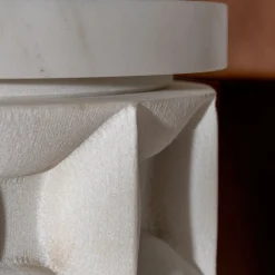 Kreoo Lavabo in marmo Bianco del Re a colonna cilindrica Dawn
