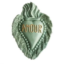 Cuore di Argilla LE TEMPS DE L'AMOUR CUORE IN CERAMICA VERDE ACQUA