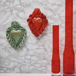 Cuore di Argilla LE TEMPS DE L'AMOUR CUORE IN CERAMICA VERDE ACQUA