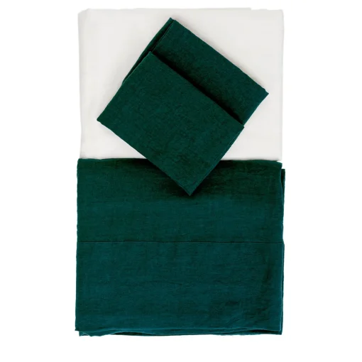 Once Milano Letto estivo Set di lino verde foresta
