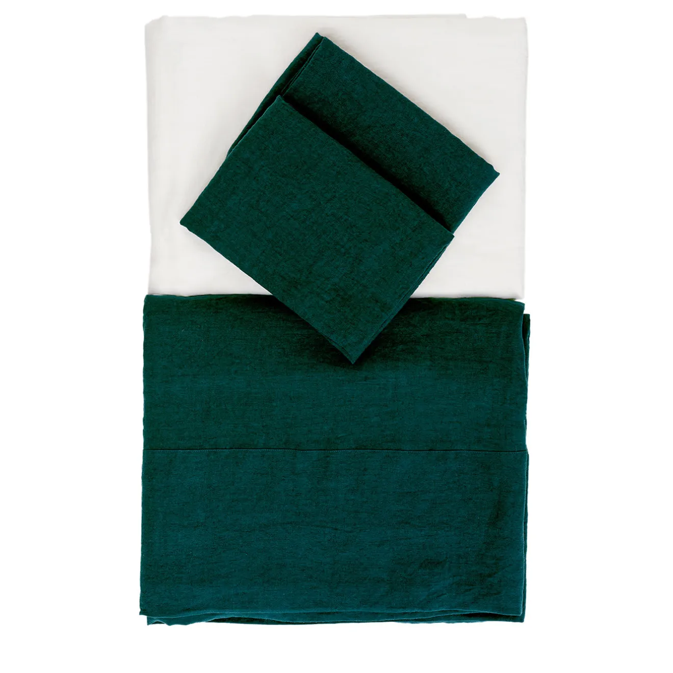 Once Milano Letto estivo Set di lino verde foresta
