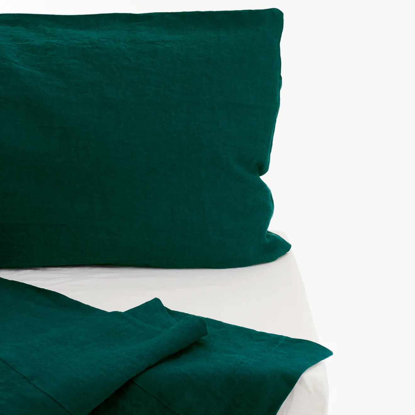 Once Milano Letto estivo Set di lino verde foresta