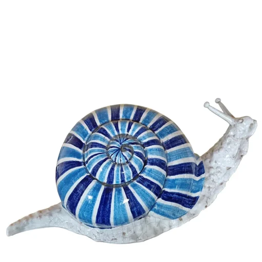 Ceramiche Ceccarelli Lumaca Grande scultura zoomorfa blu e azzurra