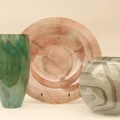 Griffe Montenapoleone by Vetrerie di Empoli Marmo Piatto grande rosa con oro