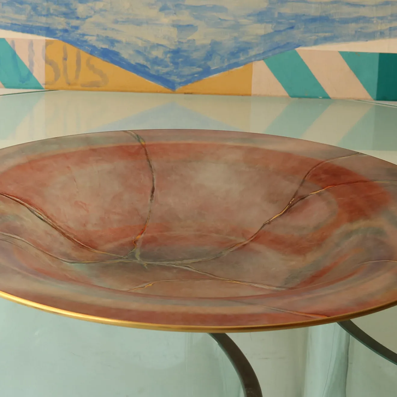 Griffe Montenapoleone by Vetrerie di Empoli Marmo Piatto grande rosa con oro