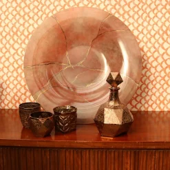 Griffe Montenapoleone by Vetrerie di Empoli Marmo Piatto grande rosa con oro