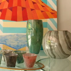 Griffe Montenapoleone by Vetrerie di Empoli Marmo Vaso alto verde con oro