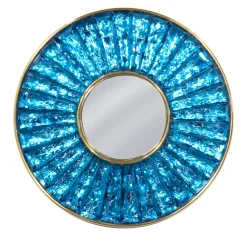 Ghirò Studio Mini specchio di cristallo blu Martelè