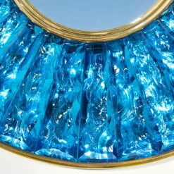 Ghirò Studio Mini specchio di cristallo blu Martelè