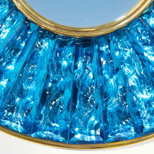 Ghirò Studio Mini specchio di cristallo blu Martelè