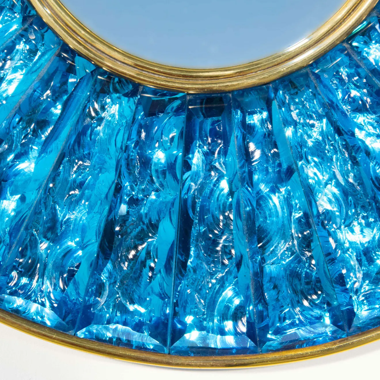 Ghirò Studio Mini specchio di cristallo blu Martelè