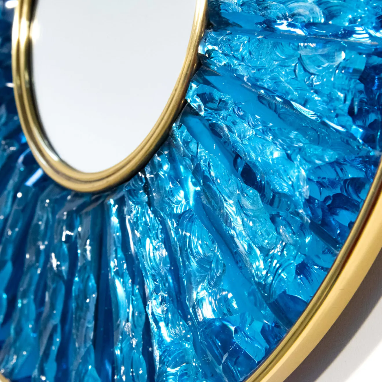 Ghirò Studio Mini specchio di cristallo blu Martelè