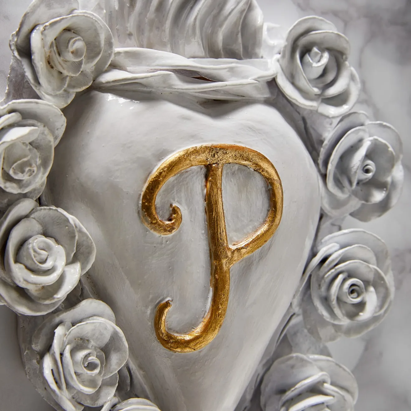 Cuore di Argilla MISS CON INIZIALE DI CUORE IN CERAMICA BIANCA