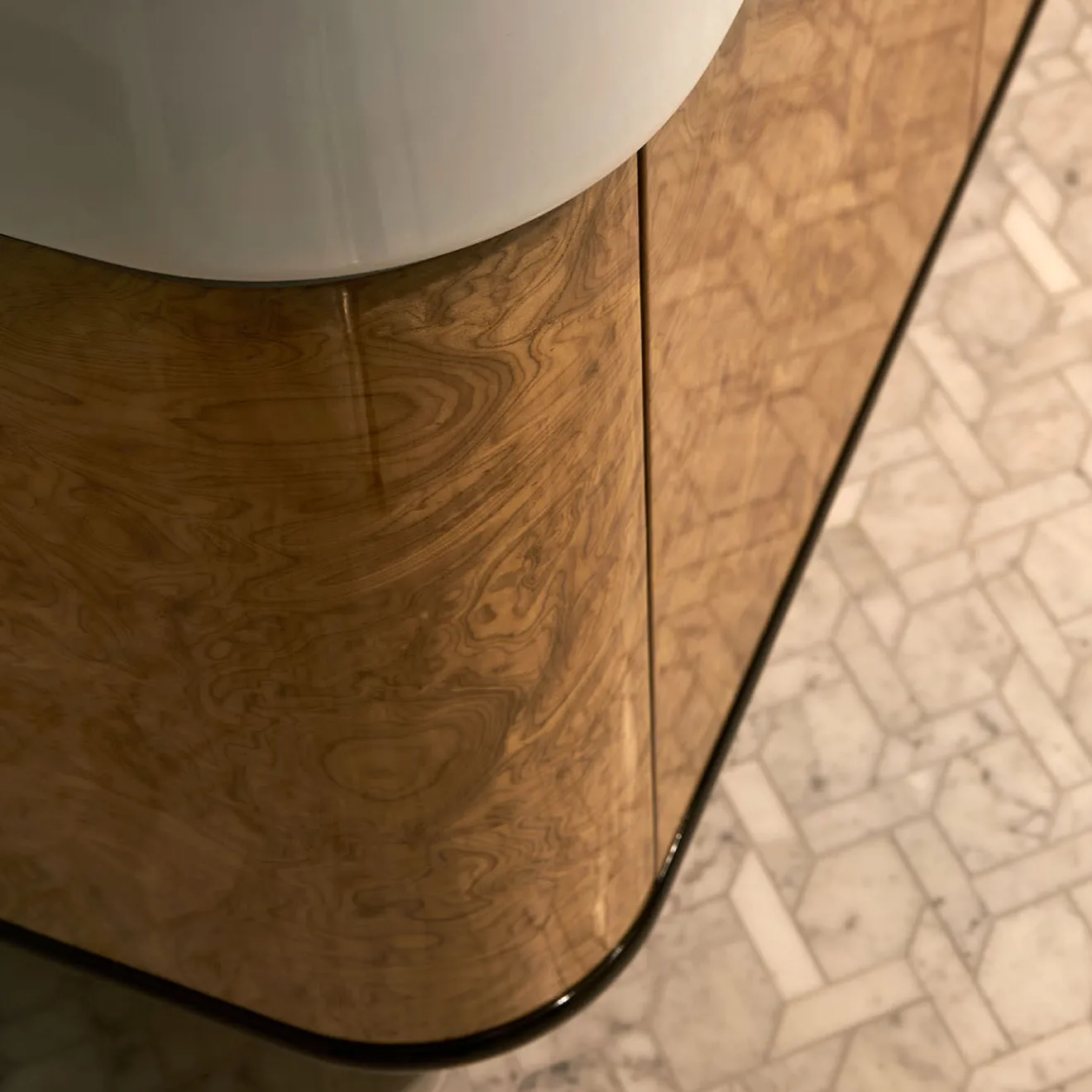 Devon&Devon Mobile Portalavabo Liberty Ceramic in Ceramica e Radica di Noce