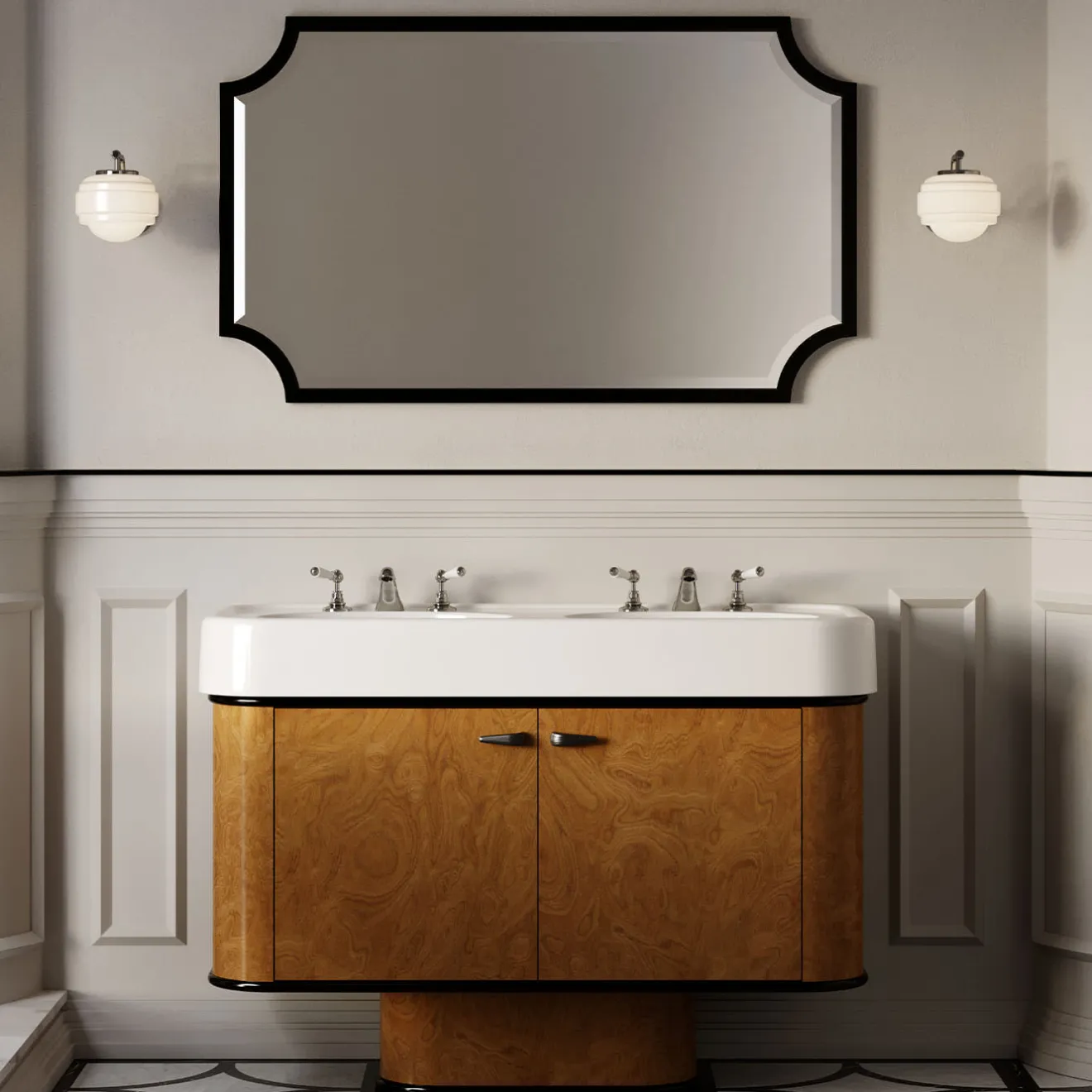 Devon&Devon Mobile Portalavabo Liberty Ceramic in Ceramica e Radica di Noce
