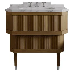 Devon&Devon Mobile Portalavabo Metropolitan Essence in Marmo di Carrara e Legno di Rovere