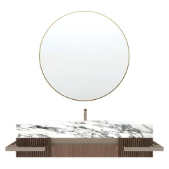 Estro Collezioni Mobiletto da bagno in marmo e legno Revival Arabescato Vagli con specchio