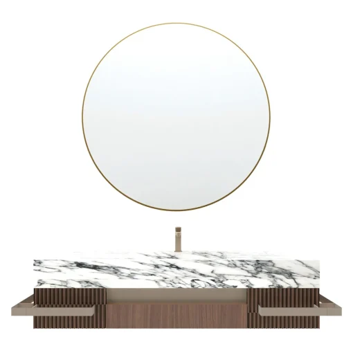 Estro Collezioni Mobiletto da bagno in marmo e legno Revival Arabescato Vagli con specchio