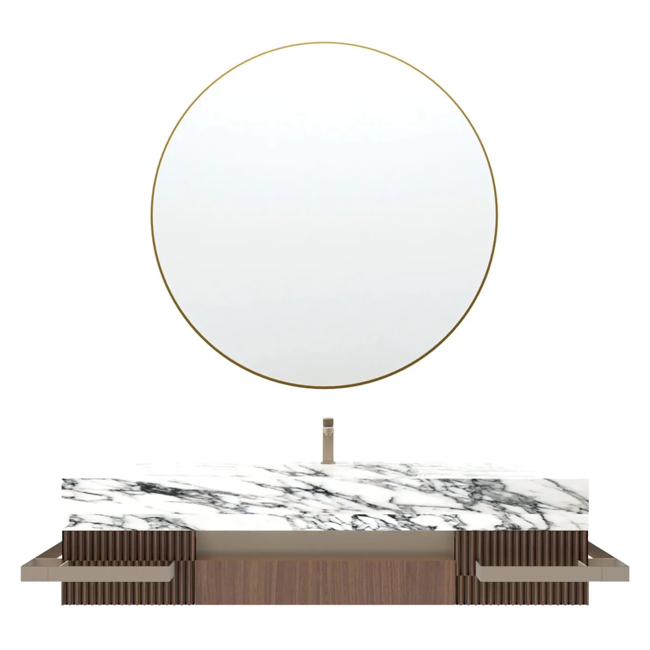 Estro Collezioni Mobiletto da bagno in marmo e legno Revival Arabescato Vagli con specchio