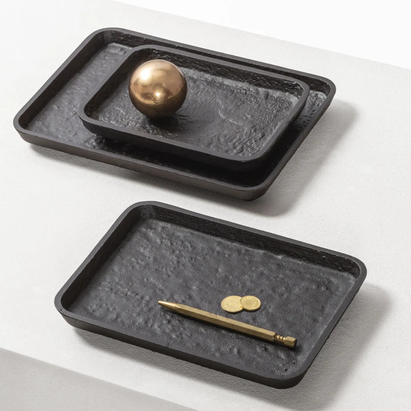 Giobagnara Monza Imperfect Bronze Vassoio rettangolare grande per valet