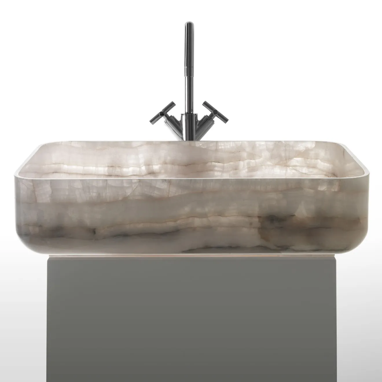 Kreoo Nabhi Collection Lavabo Bowl N.9 in Onice Rosa
