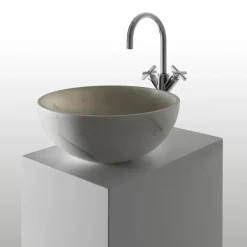 Kreoo Nabhi Collection Lavabo Bowl N.4 Small in Bianco del Re