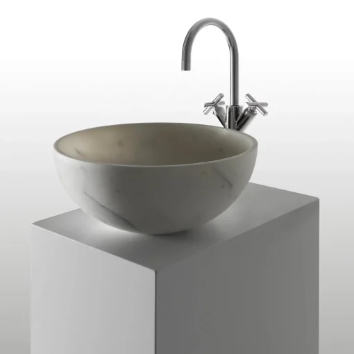 Kreoo Nabhi Collection Lavabo Bowl N.4 Small in Bianco del Re