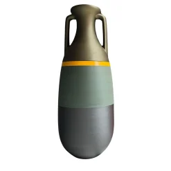 Pop Pot Nuova anfora gigante da esterno Teodosio Nero Verde Giallo e Bronzo