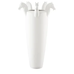 VGnewtrend Obice Horse 5 Teste Vaso decorativo bianco