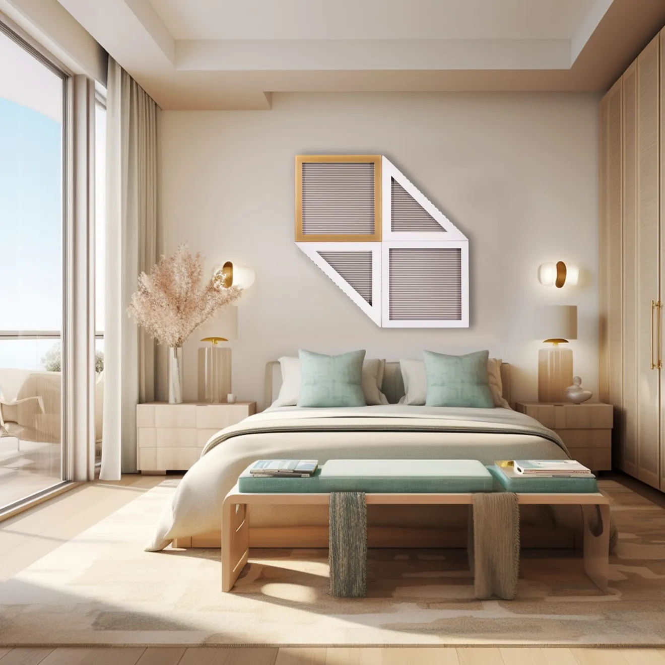 Chendù ORU Collection Decorazione murale essenziale a triangolo in bianco e nero