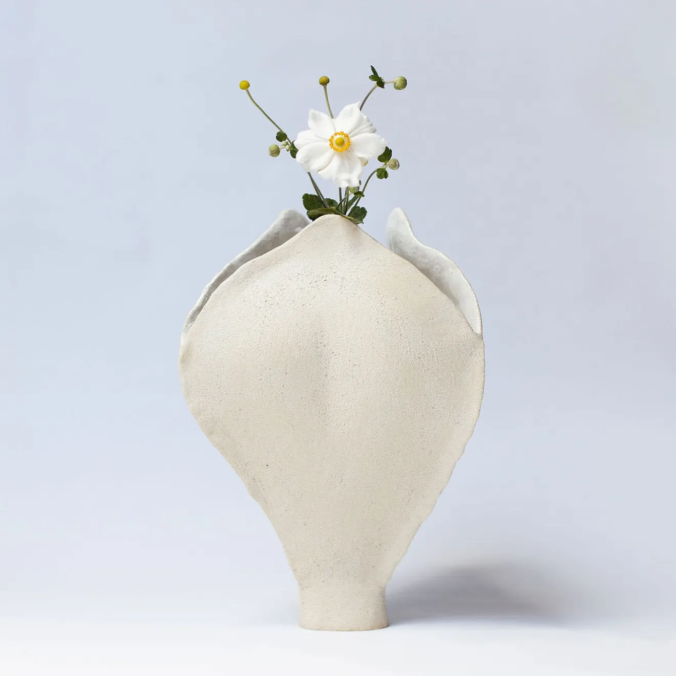 Elena Milani Ossa Iris Vaso in gres bianco smaltato