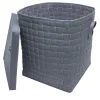 Marricreo Palmarola Cesto per la biancheria quadrato annodato grigio in ecopelle