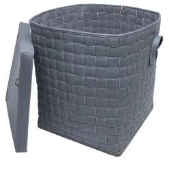 Marricreo Palmarola Cesto per la biancheria quadrato annodato grigio in ecopelle