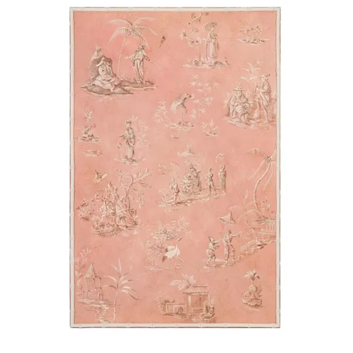 Porte Italia Pannello Bellini in Bambù Rosa con Motivo Chinoiserie