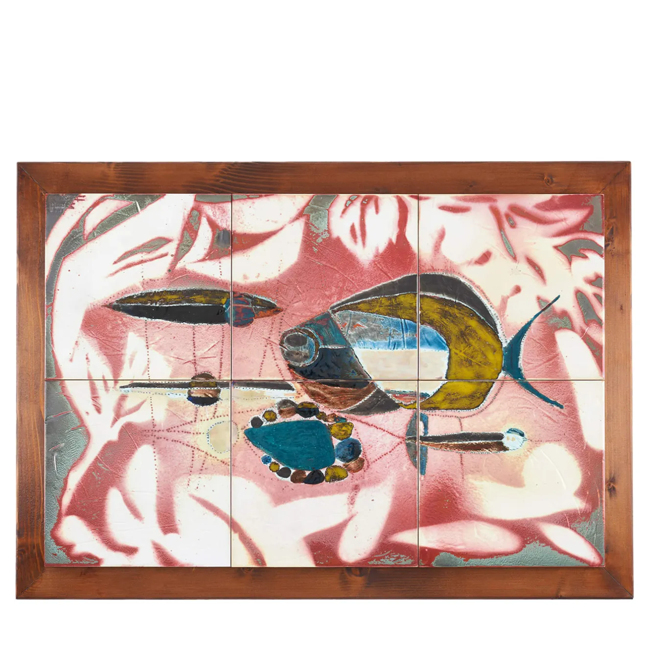 Ceramiche Lega di Martina Scarpa Pannello Decorativo in Ceramica a 6 Piastrelle "Pesci nel Mediterraneo"