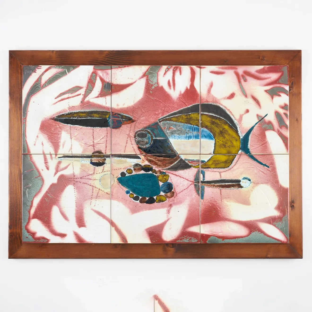 Ceramiche Lega di Martina Scarpa Pannello Decorativo in Ceramica a 6 Piastrelle "Pesci nel Mediterraneo"