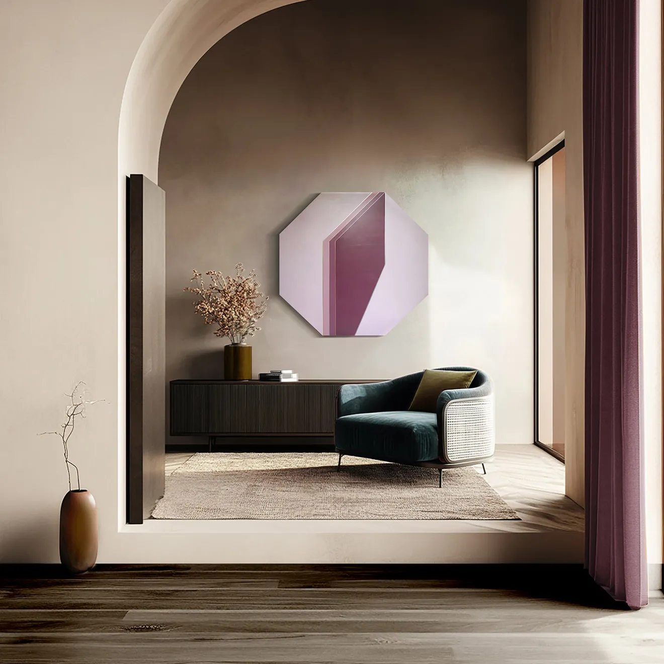 Elona Izrailova Pannello Decorativo Ottagonale Satisfaction Rosa