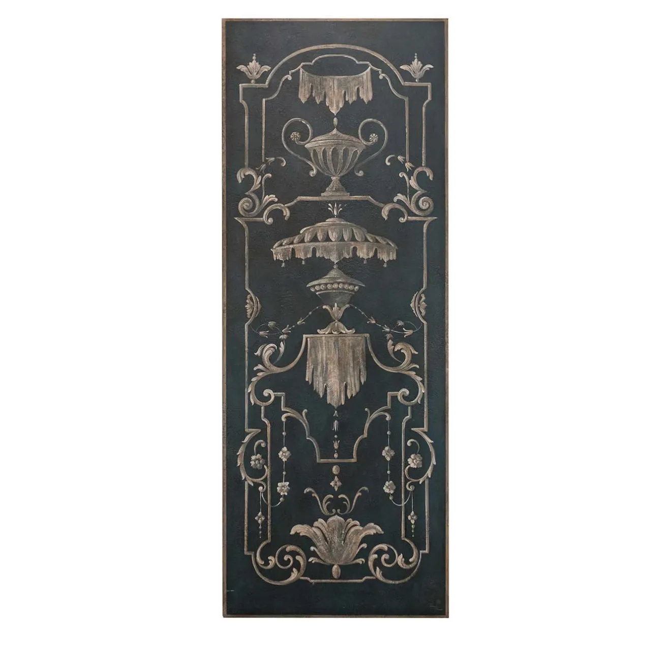 Porte Italia Pannello in legno blu con decorazioni dipinte a mano