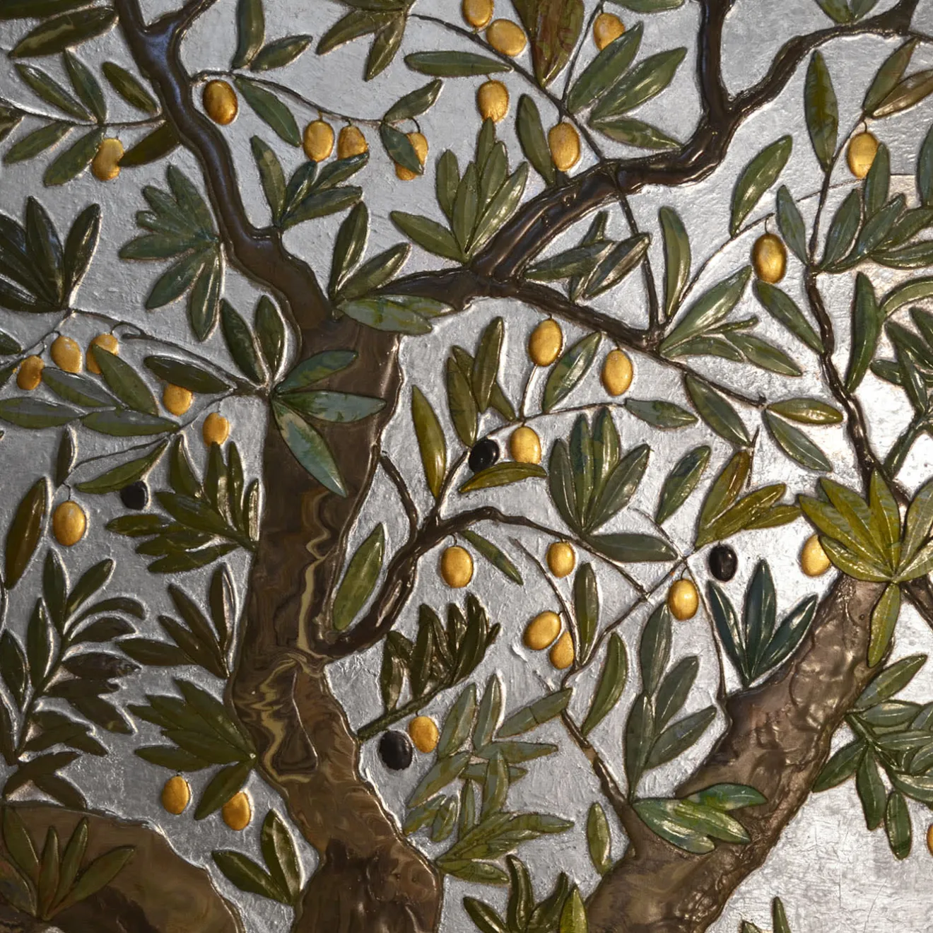 Cupioli Pannello strutturato in foglia d'argento L'Ulivo